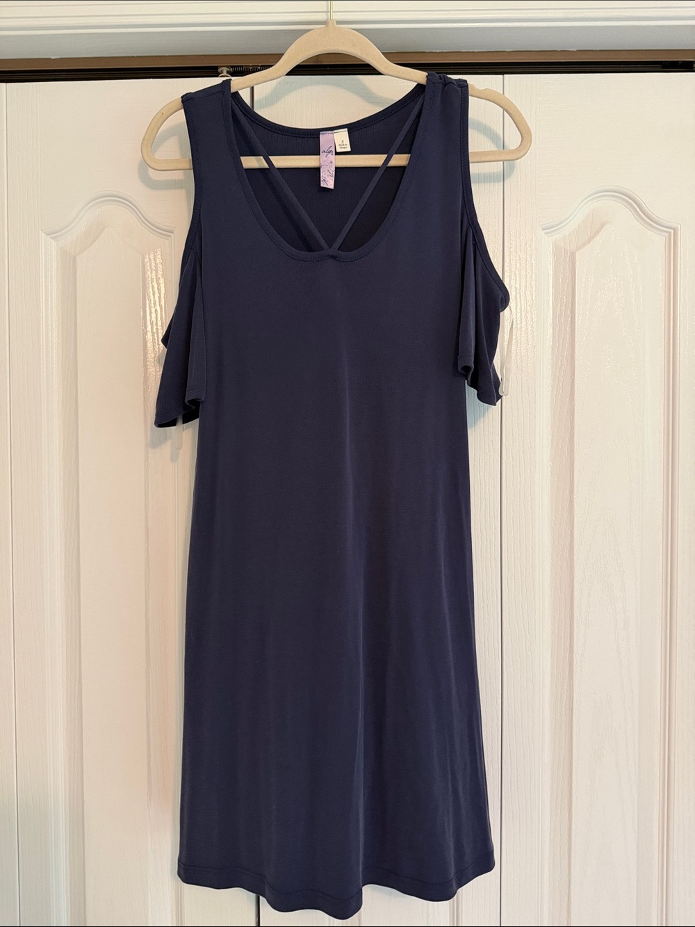 Alya Navy Cold-Shoulder Tunic